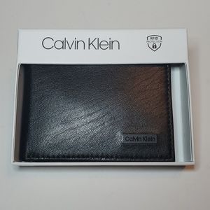 Calvin Klein bi-fold black leather wallet, RFID pr